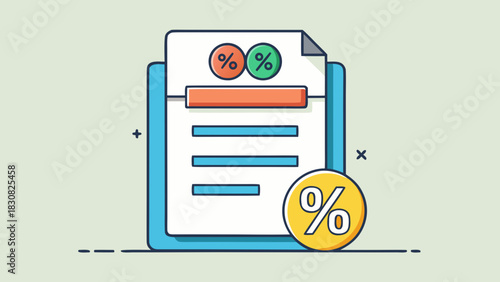 Illustration of a Financial Document with Percentage Indicators