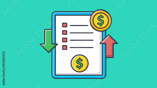 Document illustration with Dollar sign showing investment growth