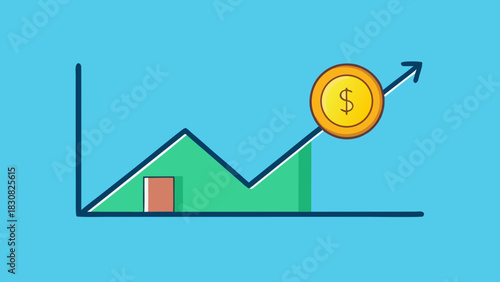 A Gold Coin Rising Sharply on a Stock Market Chart