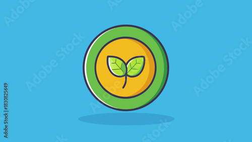 Icon of a coin with leaves symbolizing investment growth