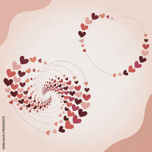 Whirlwind of hearts forming a circular design