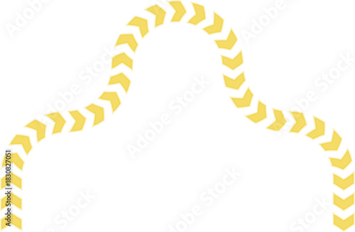 Double-curve neon arrow line structured with two flowing directional arcs forming a continuous route contour.