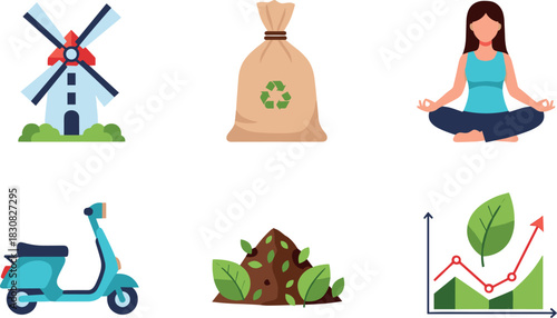 Eco-friendly Icons: Sustainability, Nature, and Lifestyle Elements