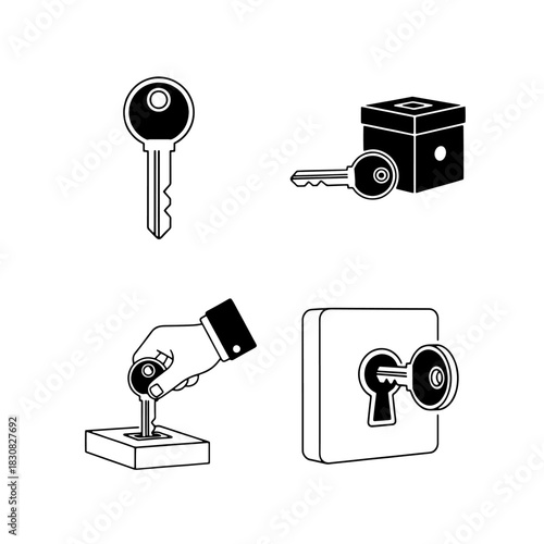 A set of vintage retro photography cameras with lens and film icons isolated as vector objects