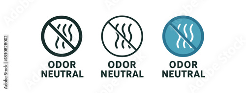 odor neutral icons three odor neutral swirl icons one flat solid monochrome one thin black outline black and white one full color flat icon cool blue