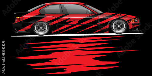 Car decal wrap design vector. Graphic abstract stripe racing background kit designs for vehicle, race car, rally, adventure and livery