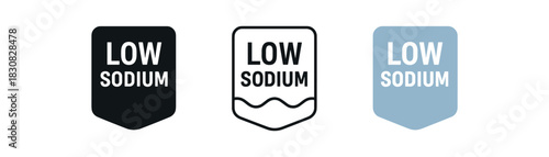 low sodium icons three low sodium wave bar icons one flat solid monochrome one thin black outline black and white one full color flat icon cool blue