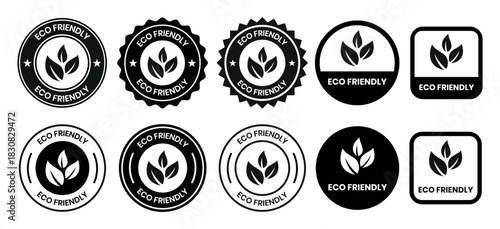 Set of eco friendly icons. Ecologic food stamps. Organic natural food labels. eco friendly logo, label, sign, badge, symbol, banner, line, flat vector, isolated illustration.