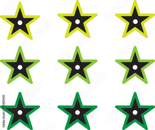 sparkle star icon set simple style vector illustration of shiny twinkle effects silhouette collection of black stars isolated on black background.  Simple black star icon with a circle in the middle a