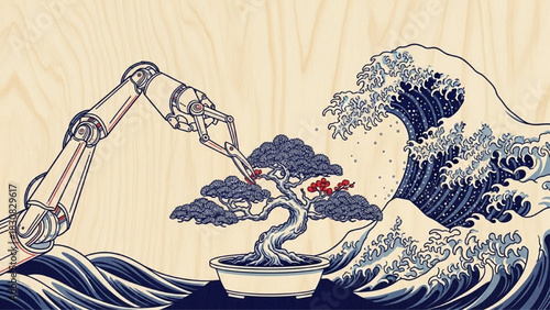 Robotics and nature fusion, Hokusai great wave