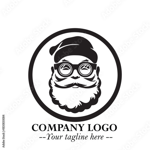 Santa Claus Logo Symbol in Black on White Background for Classic Holiday Branding and Design ArtPlus