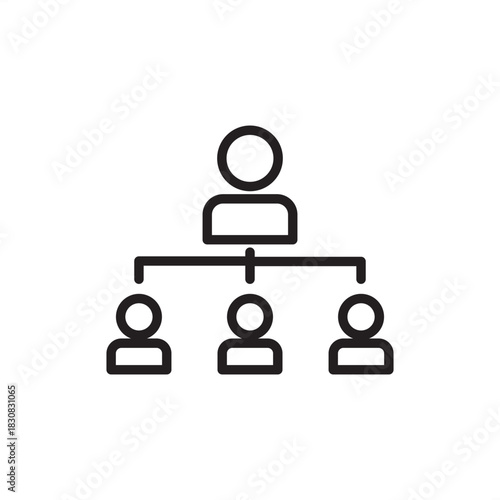 Organizational chart icon symbolizing management hierarchy, reporting structure, and departmental relationships, representing corporate governance, company structure, team roles, and business mapping.