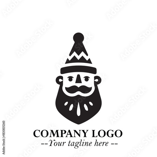 Santa Claus Logo Symbol in Black on White Background for Classic Holiday Branding and Design ArtPlus