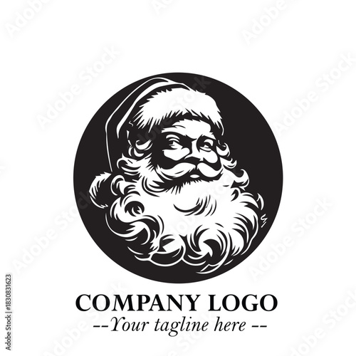Santa Claus Logo Symbol in Black on White Background for Classic Holiday Branding and Design ArtPlus