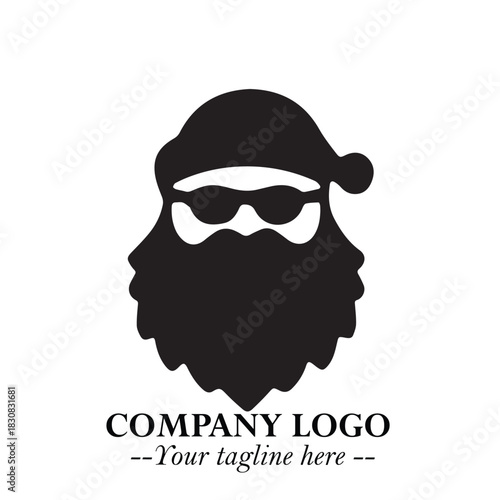 Santa Claus Logo Symbol in Black on White Background for Classic Holiday Branding and Design ArtPlus