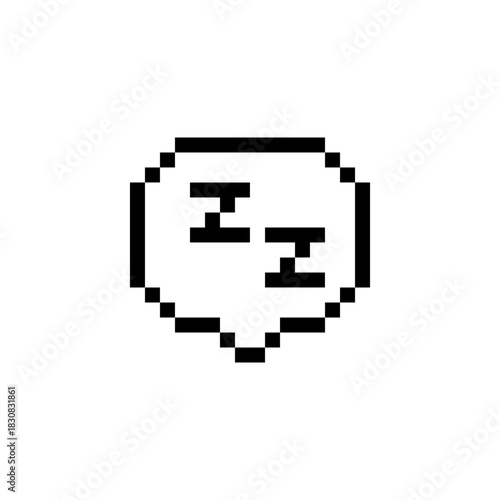 Pixel speech bubble with ZZ sleep symbol, retro 8-bit style, perfect for chat reactions, status indicators, sleepy moods, UI elements, notifications, apps, and games.
