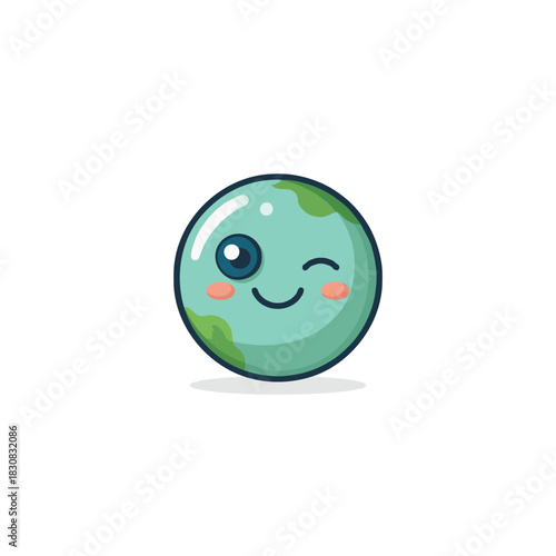 Adorable earth globe character expressing a playful wink ideal for educational material about the