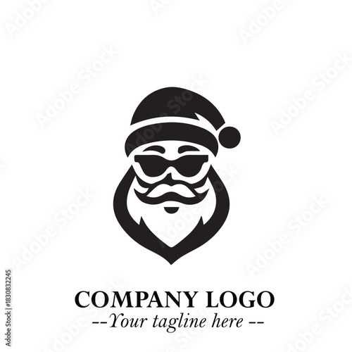 Santa Claus Logo Symbol in Black on White Background for Classic Holiday Branding and Design ArtPlus