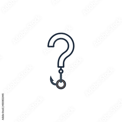 Conceptual question mark fishing hook illustration for intriguing choices and uncertainty