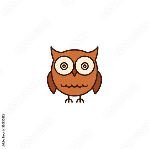 Delightful owl vector illustration standing with curious eyes evokes childhood innocence and