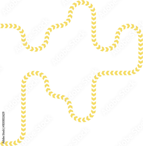 Wide wave line formed by neon arrows creating an extended flowing contour along a directional route.