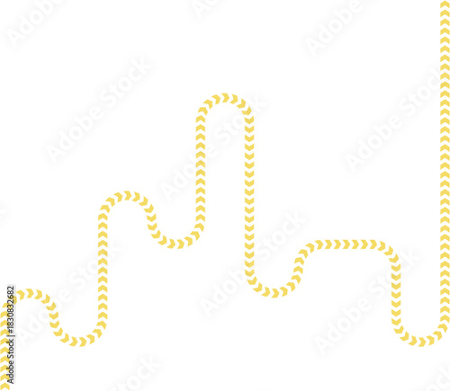 Winding neon arrow flow route forming a twisting continuous contour along a directional path.