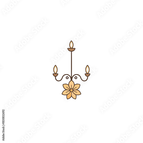 Elegant floral chandelier illustration offering soft luminescence with botanical design blending