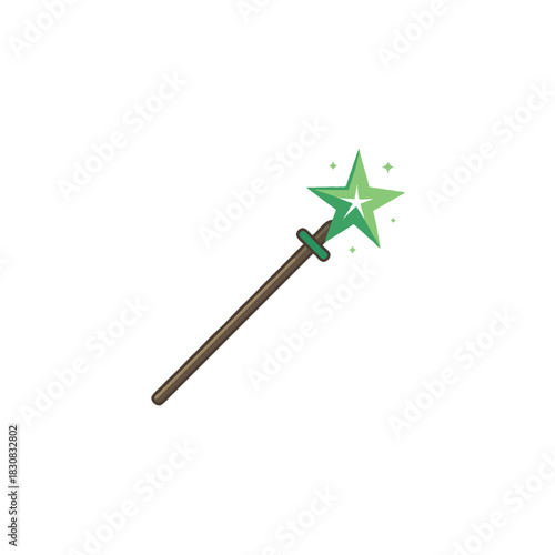Enchanting star wand with magical sparkles casting green spell of hope and inspiration with a