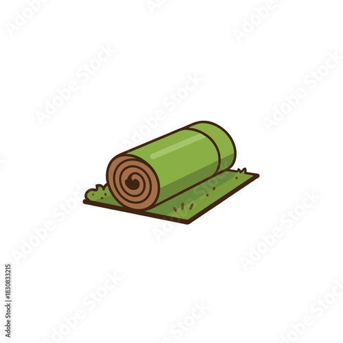 Rolled green yoga mat illustration evoking calmness for meditation relaxation training exercise or
