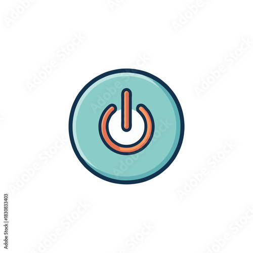 Stylized power button in a soft blue hue represents start stop technology and energy control with