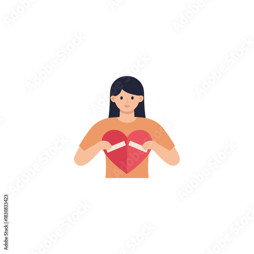 Symbolic representation of emotional healing and recovery shown by a woman reconstructing a