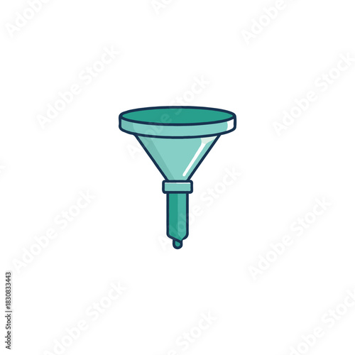 Teal colored funnel illustration perfect for science experiments or liquid transfers with precise