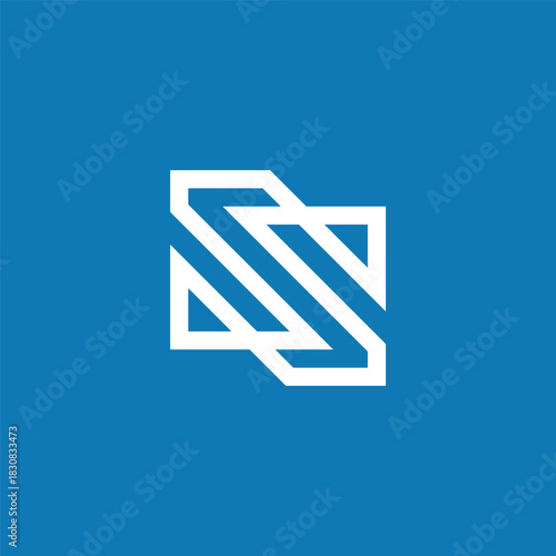 Abstract modern geometric letter S logo on a blue background. Clean lines and dynamic form create a versatile symbol for branding, corporate identity, and technology firms