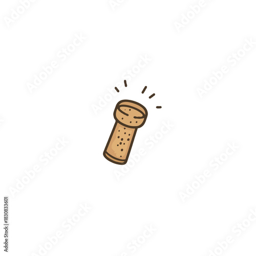 Whimsical wine cork illustration evoking celebration featuring sparkling accents against a pure
