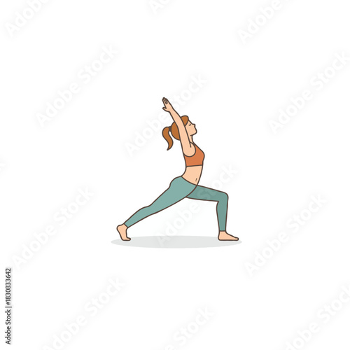 Woman gracefully executing warrior pose a serene exercise promoting balance strength and overall