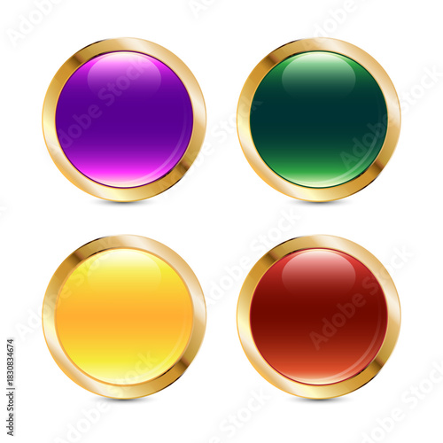Abstract colorful buttons set. For web design, games and infographics. Vector illustration