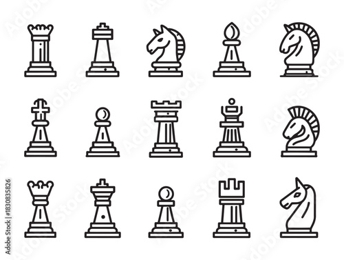 Ultra minimalists' chess vector icon set perfect for websites apps and graphic design use