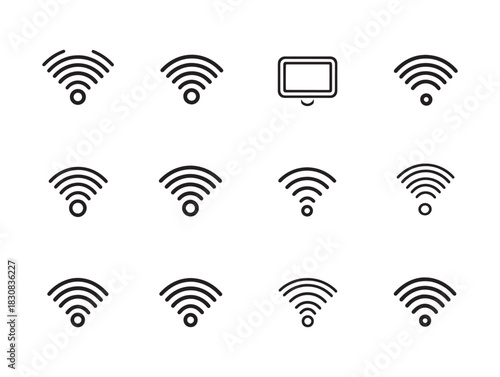 Wi Fi icon vector set ultra minimalist 2D line collection for modern digital design projects