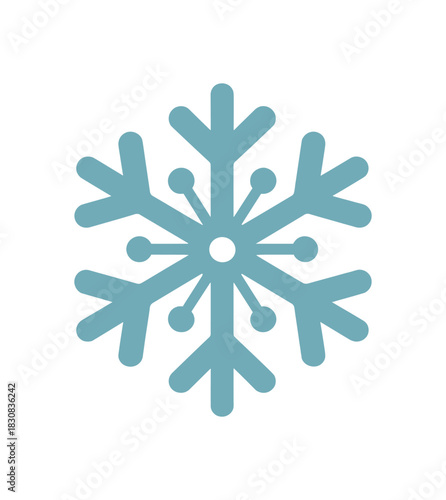 Flat vector illustration of decorative snowflake for winter holidays rounded arms minimal detail