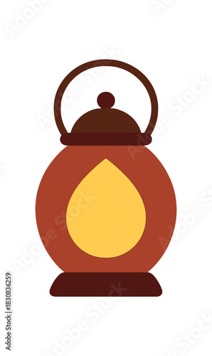 Flat vector illustration of lantern with handle for cultural celebrations rounded form minimal detail