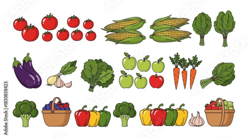 Fresh vibrant vegetables and fruits assortment for healthy lifestyle art