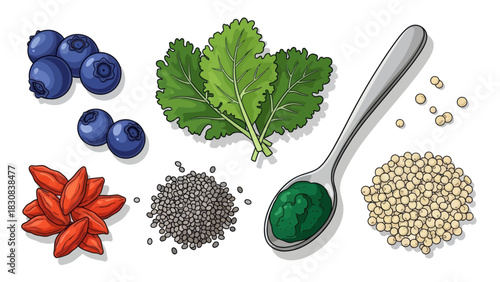 Vibrant antioxidant superfoods providing natural energy and health benefits