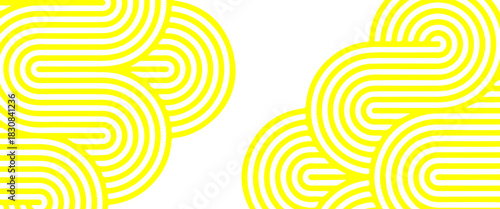 Doodle banner with yellow ramen pattern on white background. Wave abstract pattern. abstract yellow background.