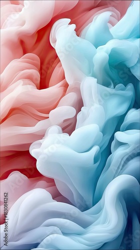An abstract image featuring swirling colorful smoke in shades of red, blue, and white. The smoke creates a dynamic and artistic composition.