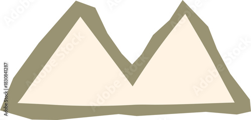 Geometric twin mountain or triangle pyramid shape beige and sage green boho landscape element