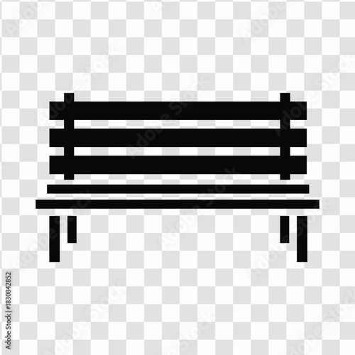 Black silhouette icon of a park bench, simple vector graphic