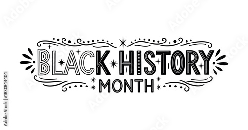 Black history month celebration typography with decorative details