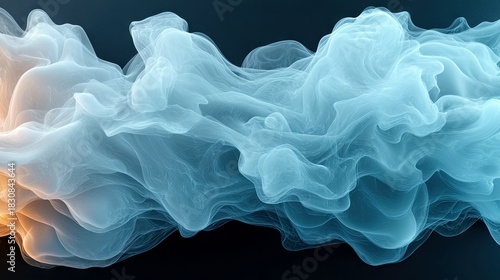 An abstract image of a cloud-like formation with blue and orange hues against a dark background.