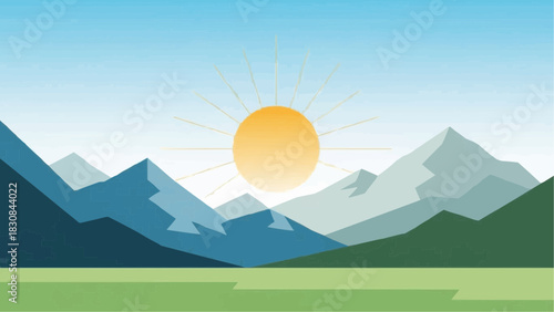 Mountain landscape with rising sun vector illustration for travel tourism and nature background design brazil ceara