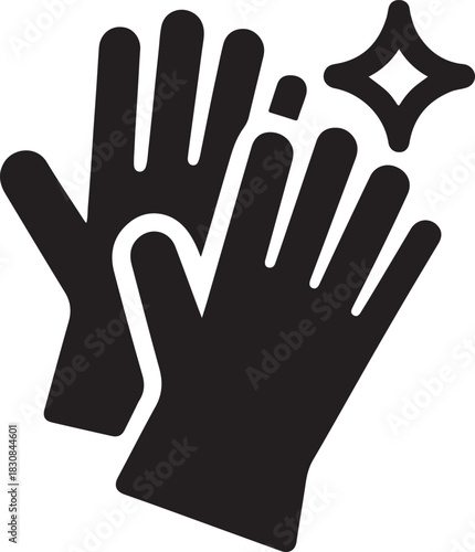   Bold cleaning gloves silhouette icon ideal for hygiene, protection, washing, and household cleaning graphics.